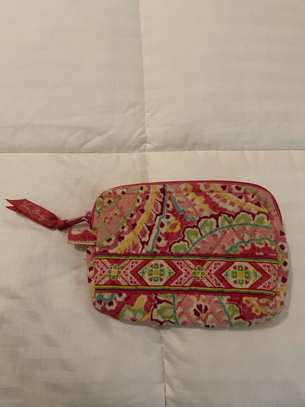 Vera Bradley Pink Patterned Quilted small makeup bag for purse, tote bag etc.